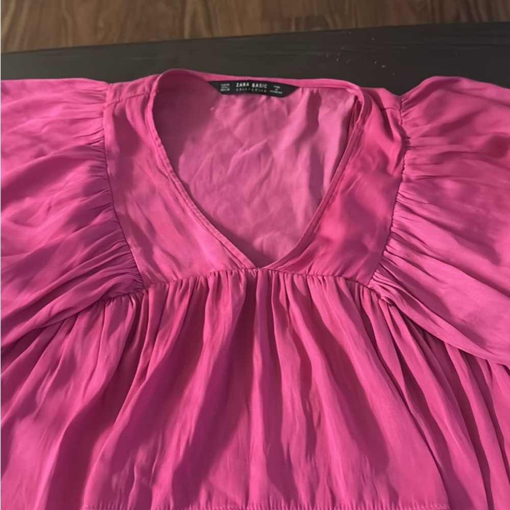 Zara Basics Pink Ruched Blouse